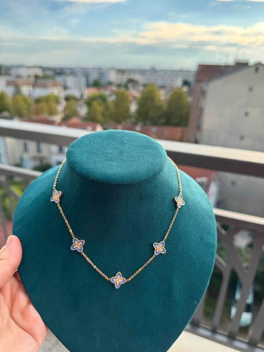 Collier très chic acier inoxydable en motif bleu